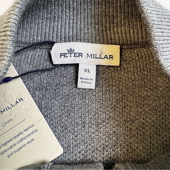 PETER MILLAR Men’s Parkway Gale Gray Textured Mock-Neck Sweater Size XL NEW - Picture 2 of 9